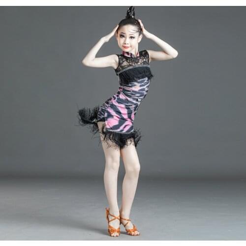 New Latin Dance Dress ChildrenS Practice Clothes Girls Professional Fringe Dress Ballroom Chacha Latin Competition Dress SL2960
