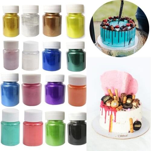 15g Edible Gold Powder Glitter Powder Silver Pearl Powder Baking Color Dust Mousse Cake Fondant Macaron Chocolate Decoration