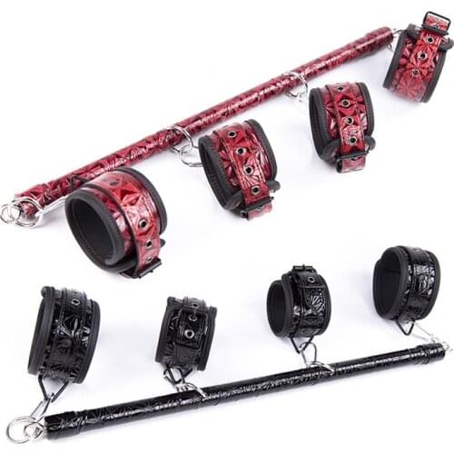 Sex Games Leather Bondage Set Bdsm Spreader Bar Handcuffs Harness Restraints Adult Toys Exotic Accessories Sex Toys for Couples