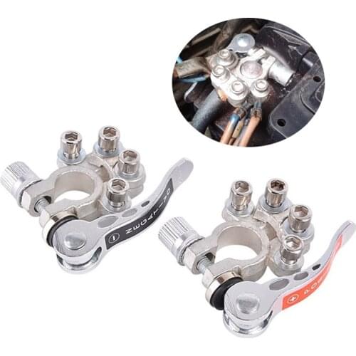A Pair Battery Terminal Connector Tin Plated Brass Battery Connector Battery Connection Clip Automobile Battery Pile Heads