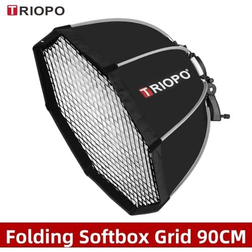 Triopo KS90 90cm Speedlite Portable Octagon Umbrella Softbox with Honeycomb Grid Outdoor Flash Soft Box for Canon Nikon Godox