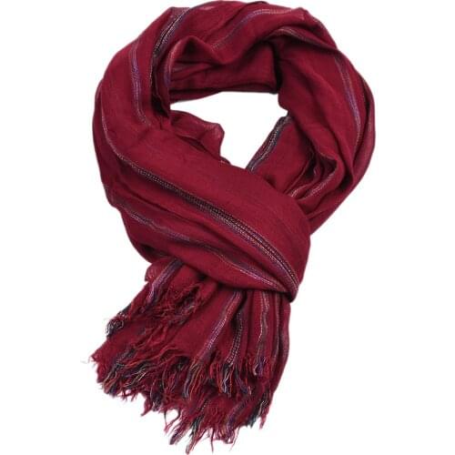 2019 Superbig Japanese Style Winter Scarf Cotton And Linen Striped Plaid Bubble long womens scarves shawl fashion men scarf