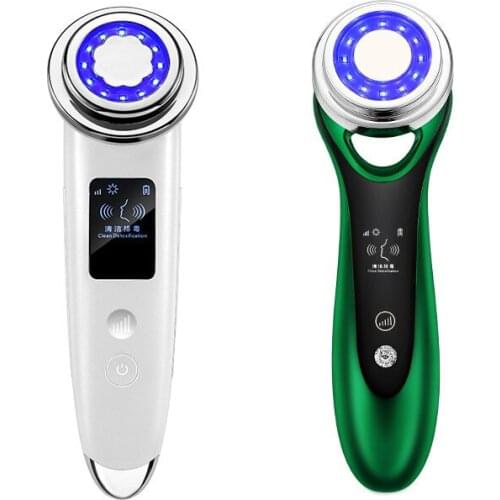 EMS Facial Massager LED light therapy Sonic Vibration Wrinkle Removal Skin Tightening Hot Cool Treatment Home beauty instrument