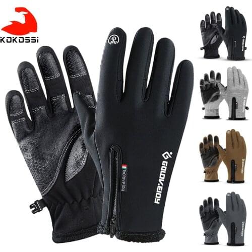 KoKossi Full Finger Cycling Gloves Men Women Winter Screen Touch Anti-slip Waterproof Bicycle Ski Outdoor Sports Warm Gloves