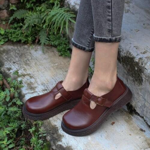 Woman Flats High-soled sneakers Flat Female Shoes 100% Genuine Leather Womens Flat Shoes Spring Autumn Oxfords Casual Platform