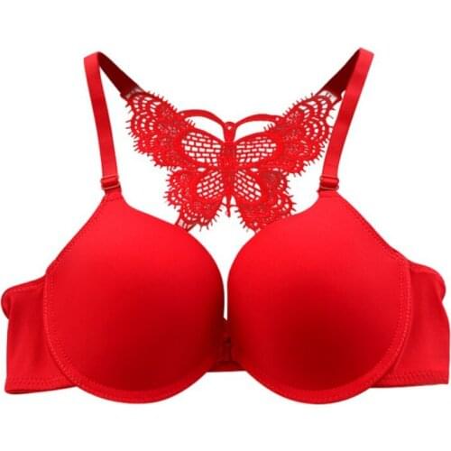 Women Sexy Front Closure Seamless Lace Bra Racerback Push Up Bras Lingerie Y-line strap for woman girls