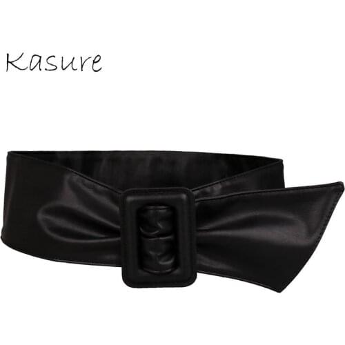 KASURE Woman Black Wide Waist Belt Elegant PU Leather Corset Waistband New Brand Design Female Belts Skirt Dress Waistbelt