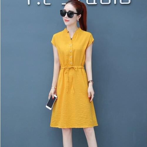 Women Spring Summer Style Slim Dresses Lady Casual Short Sleeve V-Neck Knee-Length Dress Vestidos ZZ0237
