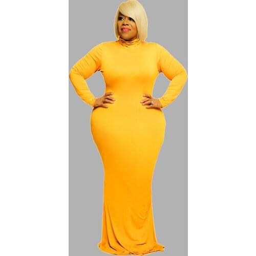 Plus Size Clothing for Women Long Sleeve Vintage Dress Winter Turtleneck Maxi Dresses Birthday Dress Wholesale Dropshipping