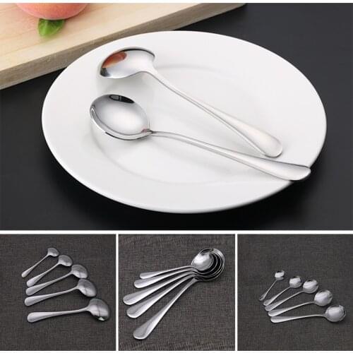 Round Soup Spoons For Kids Aduls Stainless Steel Dishwasher Safe Spoon Tableware Dessert Spoon Round Spoon Kitchen Tools