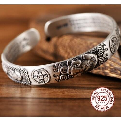 100% 999 Silver Pixiu Bracelet Fengshui Piyao Bangle Pure Silver Lucky Animal Bracelet Good for Wealth Jewelry Free Shipping