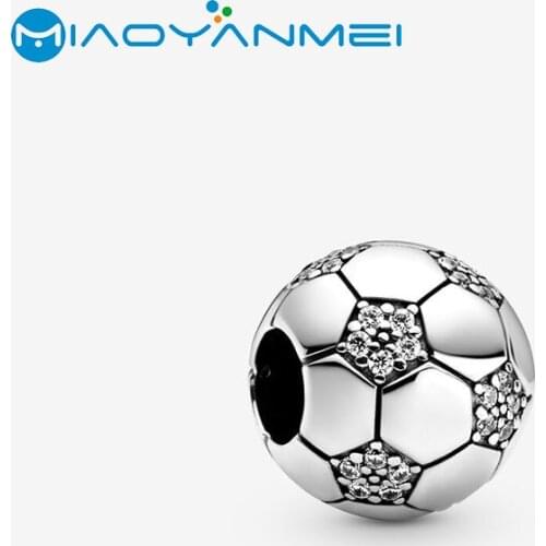 2020 Spring New 925 Sterling Silver Beads Sparkling Football Charms fit Original Pandora Bracelets Women DIY Fashion Jewelry