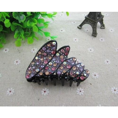 Peacock Feather Shape Acrylic Hair Claws Full Rhinestone Luxury Hair Clips Crystal Jewelry For Women Hair Accessories
