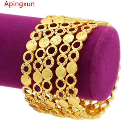 PINXUN Big Size Bracelet Dubai Gold Color Bangle For Women Bridal Wedding Trendy Jewelry African/Indian/Ethiopian Party Gifts