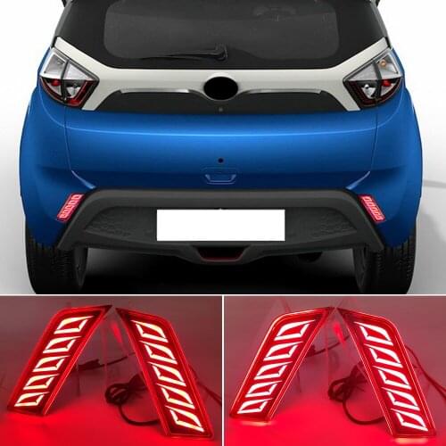 Car Flashing 2Pcs LED Reflector Lamp Rear Fog Lamp Rear Bumper Light Brake Light For TATA Nexon 2016 2017 2018 2019 2020 2021