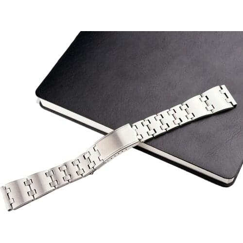 Rolamy 19mm Silver Brushed 316L Steel Watch band Strap For Seiko 80s Pogue Oyster replacement Bracelet 6139 KS straight #2