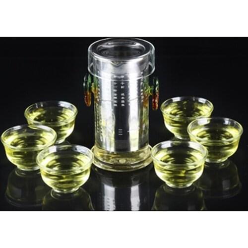 7in1 200ml Red Tea Teapot and 6 Yulan Kungfu Tea Cups Gift Set Heat-resistant Glass Teapot with Stainless Steel Strainer Giftset