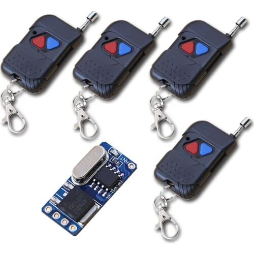 DC3.5/5/7/9/12V 1CH Mini Size Wireless Remote Control Switch 1*Receiver&4*Transmitter for Light Lamp LED ON OFF M T L Adjustable