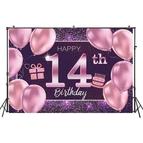 Photography Backdrop Adult Pink Girls Ceremony Birthday Party Desserts Table Banner Glitter Balloon Studio Photo BackgroundW4535