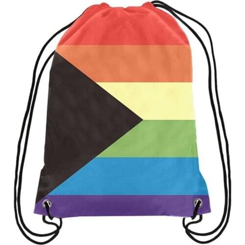 LGBT Pride Drawstring Backpack Rainbow Bag Gay Sports Gift Polyester Digital Printing For Men Women Travel
