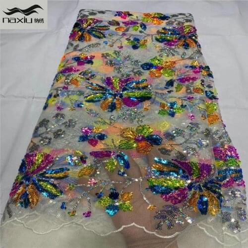 Madison Fashion Flowers Mesh Embroidery Fabric Latest French Tulle Lace Fabric High Quality Sequinsed Lace For Dress