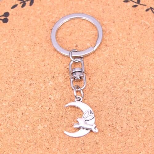 Fashion moon running rabbit keychain Pendant Key Rings Shoulder Bag Purse Car Accessories for Women Girl Kids Gift