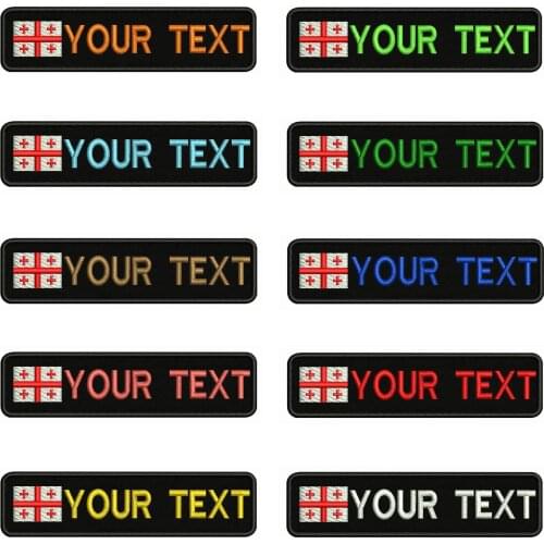 Georgian flag Georgia 10X2.5cm Embroidery Custom Name Text Patch Stripes badge Iron On Or Velcro Backing Patches For Clothes