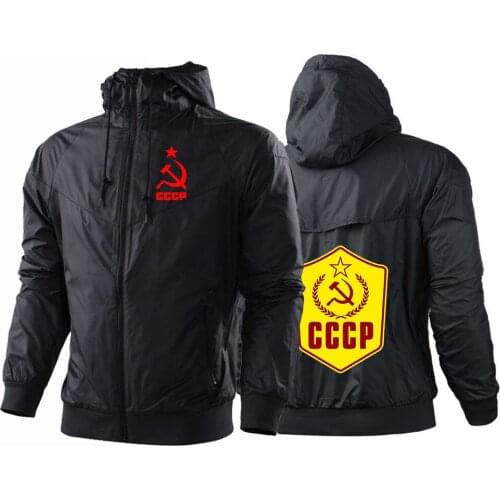 CCCP Man Thicken Punk hoodies Cycling Thin jackets Hip Hop Mens black Harajuku Zipper windbreakers Coats Tops