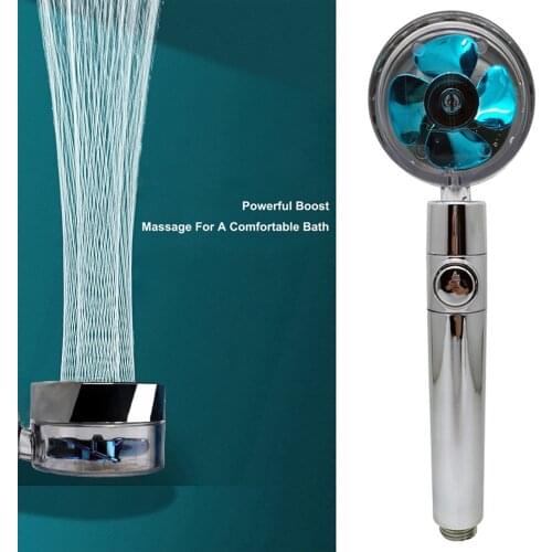 360 Degrees Rotating Shower Head Water Saving Shower Head Small Fan Turbo Boost High Pressure Spray Nozzle Bathroom Accessories
