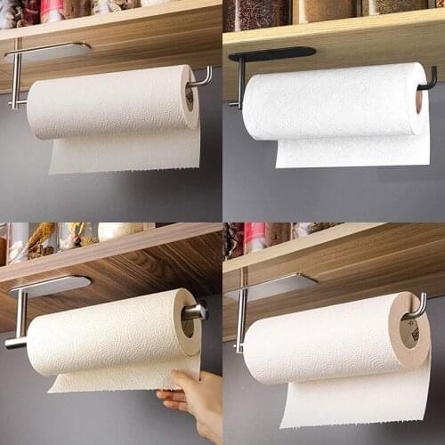 Stainless Steel Punch-Free Kitchen Paper Towel Holder Tissue Towel Rack Holde Wall Mount Toilet Paper Holder Home Supplie