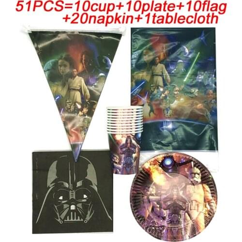 Disposable Plates Cup Party Tableware Birthday Party Shower Decor Supplies Banner Flags Baby Kids Favorite Star Wars Party Theme