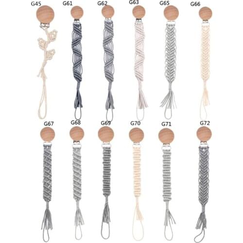 OOTDTY 2021New Baby Pacifier Clips Woven Cotton Rope Pacifier Chain Infant Nipple Soother Chain Clips Dummy Holder Nipple Clip