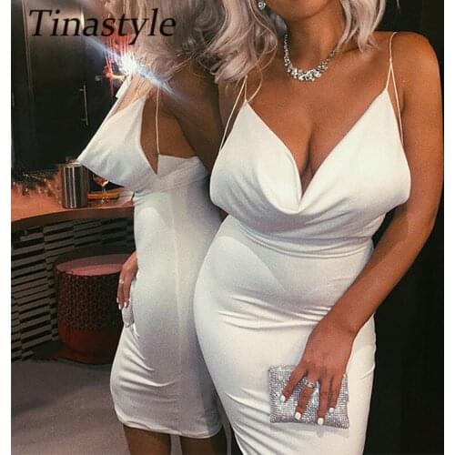 Tinastyle Spaghetti Strap Backless Sexy Party Dress Women Summer 2021 Sleeveless Bodycon Midi Dress Streetwear Black Vestidos