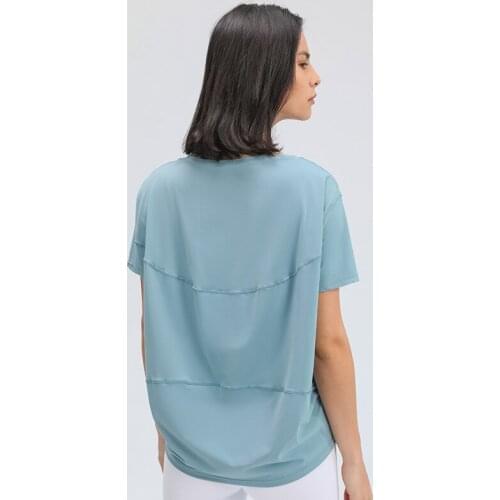 Sexy Yoga Shirts Fitness Blouses Sports Tops Women Haut Femme Loose pleats the hem breathable Vest Gym Clothing Crop Top skims