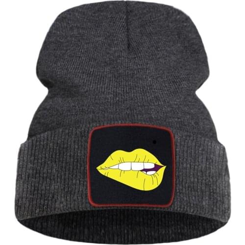 Sexy Lips Funny Hip Hop Print Solid Color Knitted Caps Soft Warm Winter Hat Outdoor Hip Hop Unisex Caps Comfort Creative Caps
