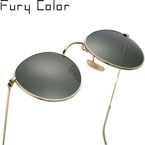 GLASS lens Luxury retro small round meatl black frame Sunglasses Women men Brand Designer Retro Sunglass Driving Sun Glasses