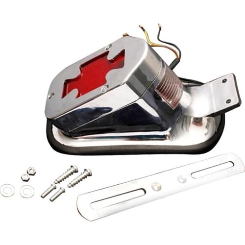 Motorcycle LED Rear Brake Taillight Red Chrome Universal for most Motorcycle