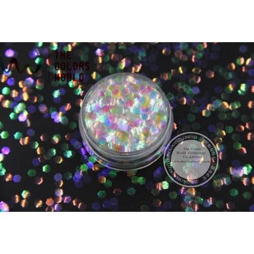 TCR22 American Fantasy Iridescent Colorful glitter dust Hexagon Shape 3MM Size for nail Art or other DIY decoration