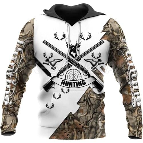 Deer Hunting Hunter 3D Print Hoodie Man Women Harajuku Pullover Sweatshirt Hood Outwear Casual Tracksuit Unisex Zip Up Jacket