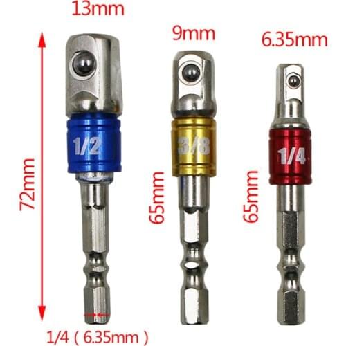 3pcs/set Drill Bits Connecting Rod Tools Accessories Socket Adapter Drilling Screwdriver Bit Holder With Steel Ball 1/2 1/4 3/8