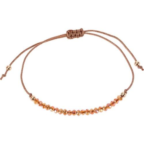 Faceted Crystal Rope Charm Bracelet for Women Simple Style Beaded Strand Bracelets Handmade Braided Adjustable Gift Jewelry