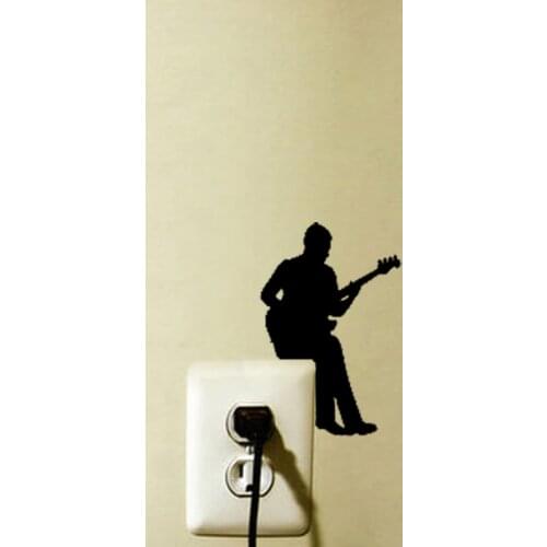 Guitar Player Light Switch Stickers Decor Fashion Vinyl Wall Decals 5WS1189