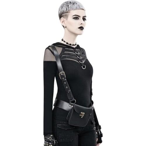 Steampunk PU leather womens fashion backpack clothing shoulder belt accessories