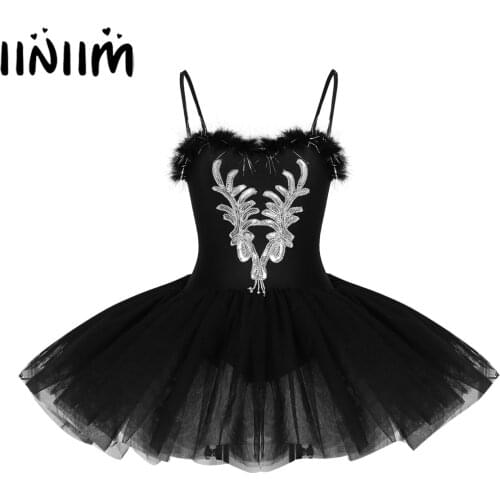 Iiniim Womens Femme Classic Ballet Tutu Dress Swan Ballerina Costumes Adult Sequined Stage Gymnastics Leotard Ballet Dancewear