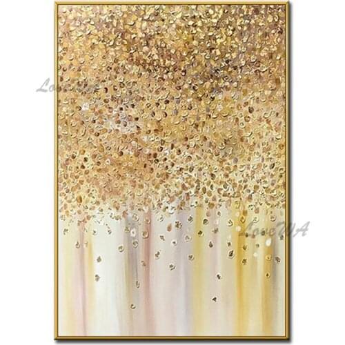 Gold Colorful Abstract 100% Hand Painted Gold Oil Painting Textured Canvas Wall Paintings Art Home Decoration Art Free Shipping