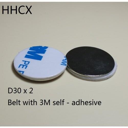 10PCS/LOT Magnet 30X2 N35 Disc NdFeB Magnet 30*2 Belt with 3M self - adhesive Magnets 30 X 2
