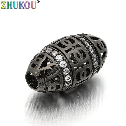 11.5*20.5mm Brass Cubic Zirconia Oval Spacer Beads DIY Jewelry Bracelet Necklace Making, Model: VZ47