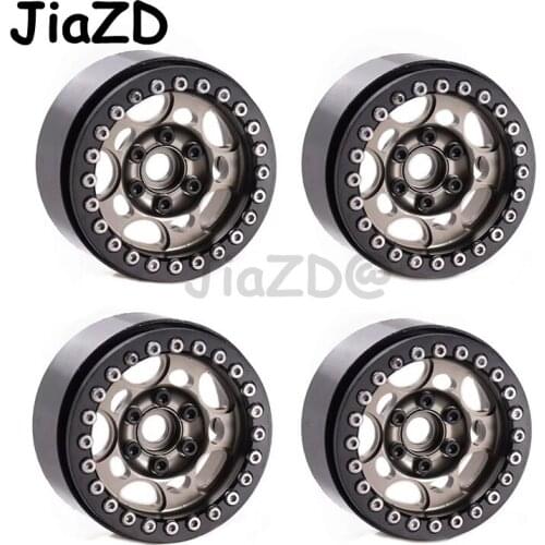 4PCS Aluminium 1.9" Heavy Duty Beadlock Wheel Rims for 1/10 RC Crawler Axial Scx10 II D90 TRX-4 Tamiya CC01 D110(Titanium+Black)