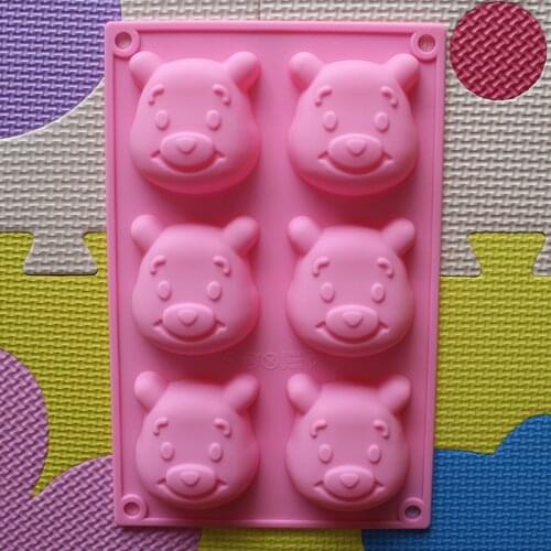 6 Holes 3D Lovely Bear Form Silicone Cake Mold Baking Tools Kitchen Fondant Cake Decorating Tools DIY Soap Mold