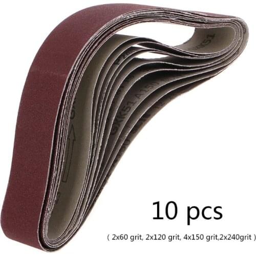10PCS 50x686MM 60/120/150/240 Grits Aluminum Oxide Sander Abrasive Sanding Belts for High Performance Woodworking Tools